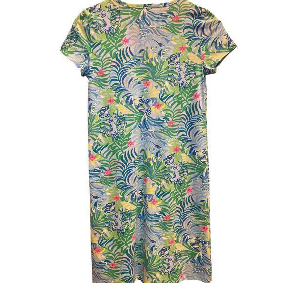 NWT Lilly Pulitzer Etta T-Shirt Dress Relaxed Fit Dress Teal, Turquoise Pink XXS - Picture 12 of 14